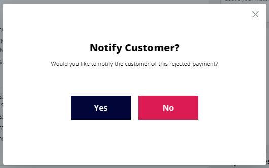 Transaction Rejected Rejecting a bill pay payment